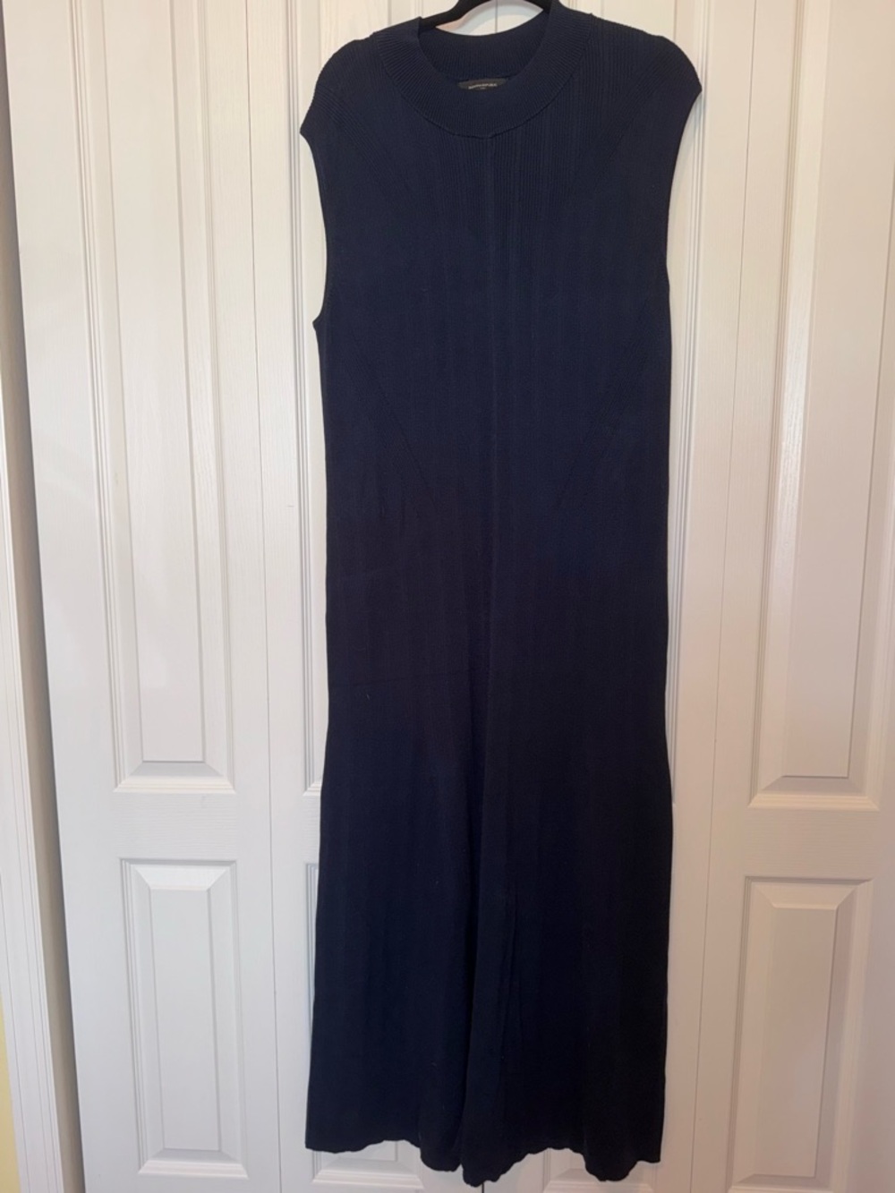 Banana Republic Navy Ribbed V-Neck Sweater Dress
